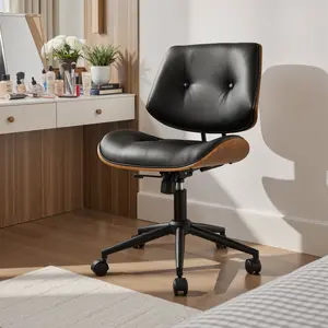 CAODOC Armless Office Chair, Home Office Low Back Dresser Lumbar Support, Height Adjustable 360° Swivel Computer Chair, Armless, Suitable for Narrow Spaces