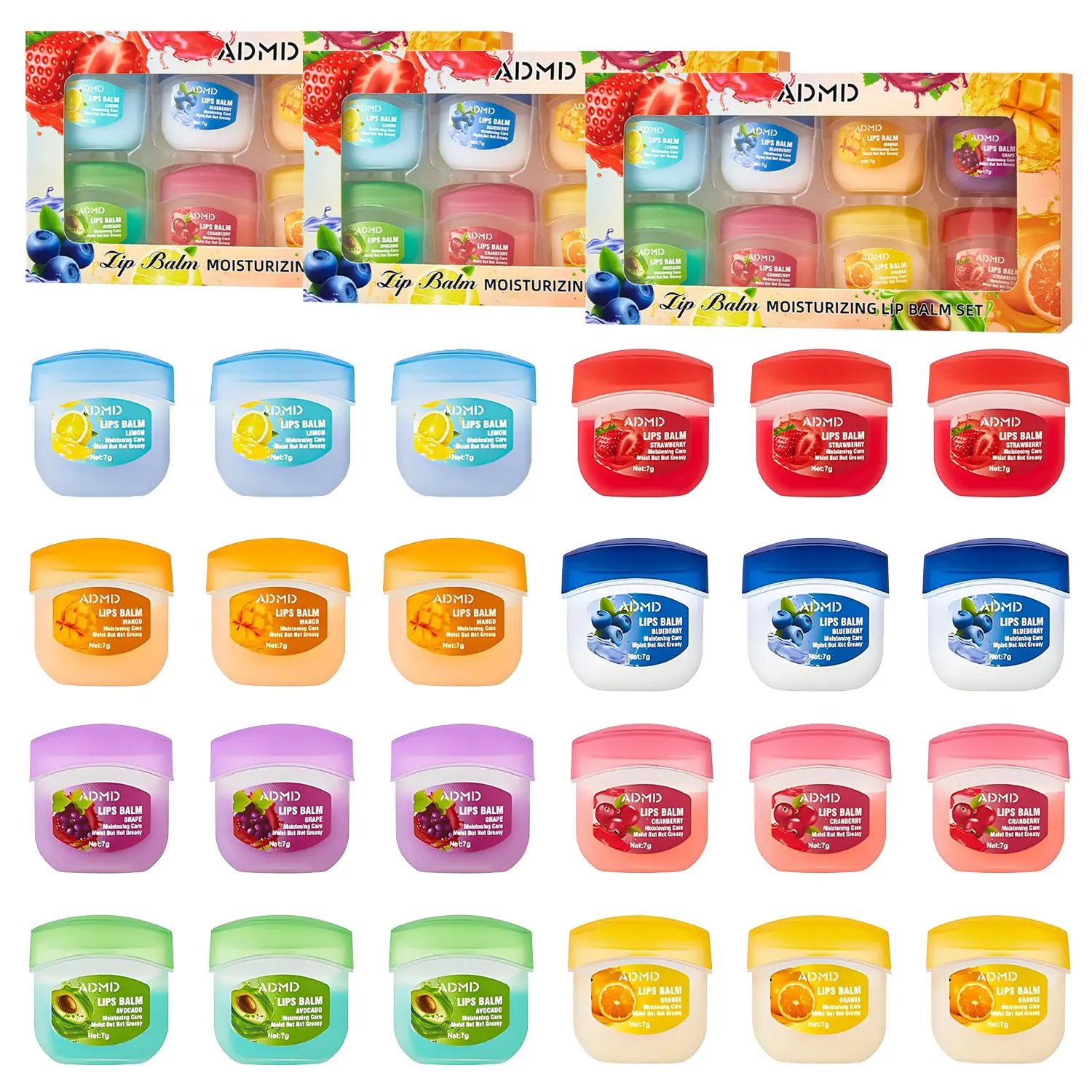 Fruit Moisturizing Lipstick Set - 24 Or 48 Pcs Natural Lip Balm, Lastin, Moisturizing, Soothing, and Repairing Dry Lips suitable for winter, Christmas's Gift idea For Families Organic Pomegranate Raspberry Lip Balm