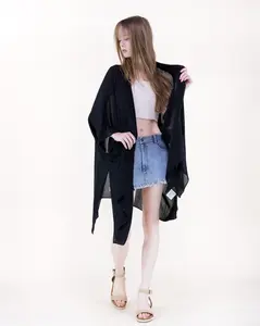 Lightweight Drape Open Front Cardigan – Women’s Flowing Kimono Sleeve Cover-Up (One Size)