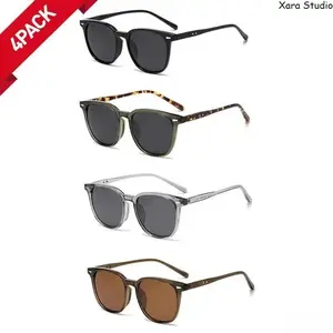 Men's & Women's Polarized Square Sunglasses 4-Pack - UV400 Retro Fashion Eyewear, Lightweight Durable Frame, Ideal for Driving, Outdoor Sports, Daily Wear, Men's Sunglasses