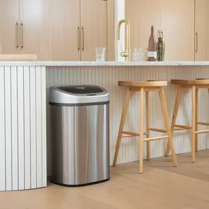Automatic Trash Can, 21 Gallon Stainless Steel, Motion Sensor Hands Free Soft Close Lid Garbage Bin, Silver