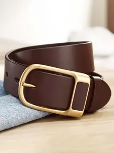 Men's Genuine Leather Belt, Square Alloy Buckle, Casual and Business Style, Daily Accessory, Perfect Gift for Father or Husband