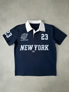 Men's NY Speed Race 23 Graphic Polo Shirt | Oversized 1XL Plus Size | Premium Breathable Fabric | Contrast Collar & 1988 Varsity Print | Retro Sport Streetwear | Ideal for NYC & Athletic Style Enthusiasts | Casual | Athletic Shirts