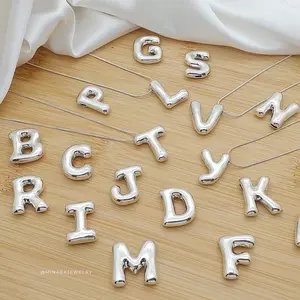 925 Silver Initial Balloon + chain 20''. Chain chosen at random