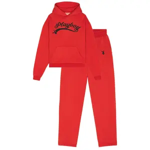 Playboy Logo Hoodie and Sweatpant Set in Red Unisex