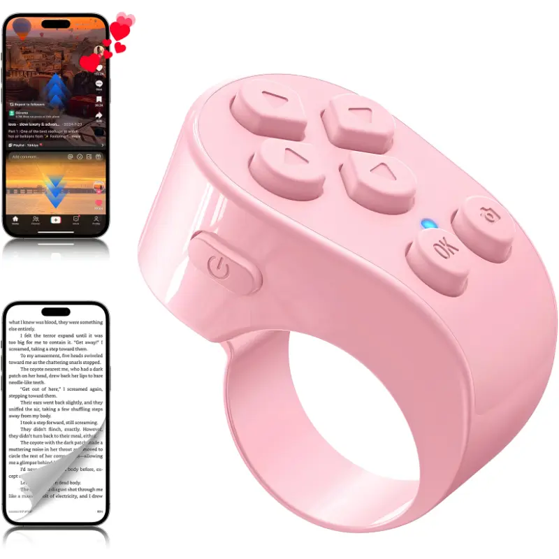 Bluetooth Scrolling Ring Remote - ios/android Device Compatible Wireless Page Turner, Hands-Free Video Controller, Camera Shutter, Portable Ergonomic Ring for Smartphones, Tablets