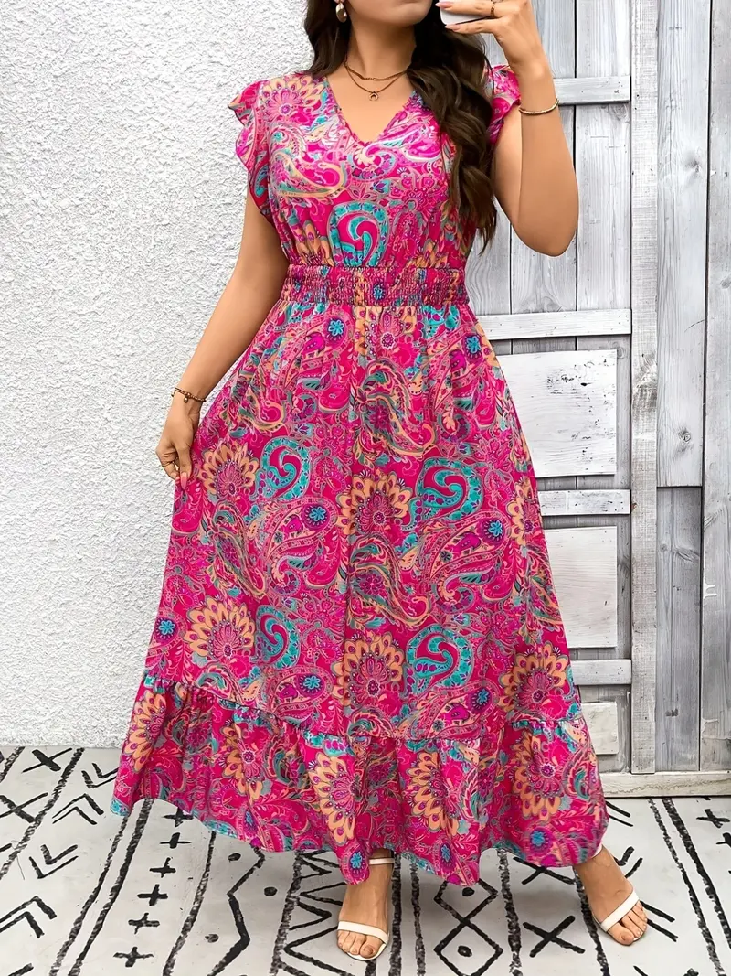 white christmas dresses Floral Printed Thread Work Fit & Flare Ethnic Dress Inddus.in
