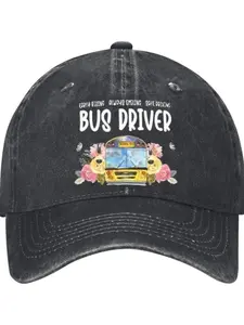 Vintage Washed Bus Driver Baseball Cap 1 Pc Unisex Vintage Washed Baseball Cap - Premium Solid Color Blank Design - Available In Earthy Tones (Black)