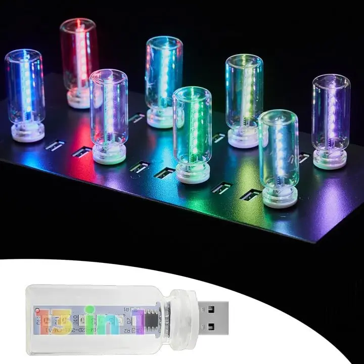 USB Car Interior LED Ambient Light – Touch Control Mood Light with 13 Color Modes, Dimmable LED Light Strip for Car, Nightstand, Camping, Party – Portable, Low Power(Clear LED)