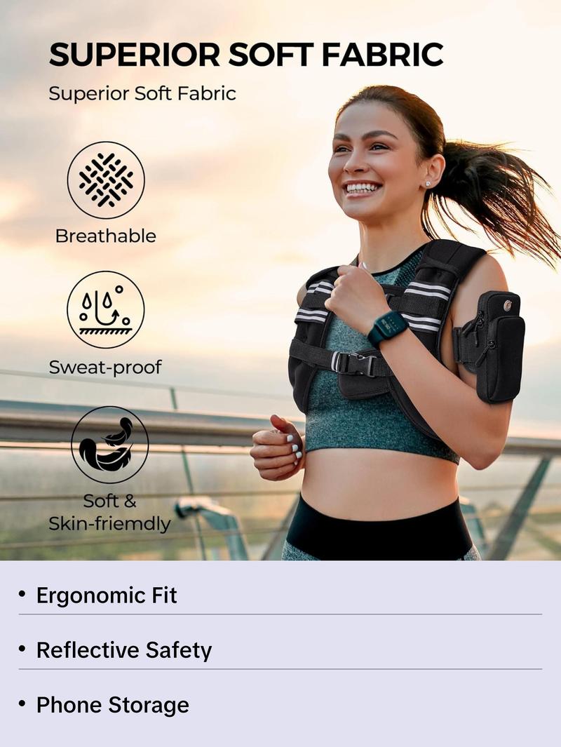Weighted Vest,4Lb/6Lb/10Lb/12Lb/16Lb/20Lb/25Lb/30Lb Weight Vest with Reflective Stripe, Body Weight Vests Adjustable for Men, Women Workout, Strength Training, Running, Walking, Jogging