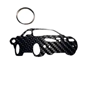 Carbon Fiber keychain for Pontiac Firebird Trans Am WS6 (1998-2002) Inspired Keychain Lanyard 3D front stance view Glossy Twill