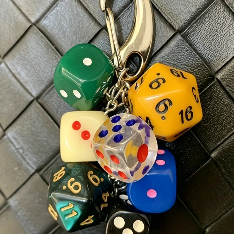Beaded Dice Bag Charm, Trendy Bag Charms, Multi-Model Colorful Dice Splicing Design American Street Style Niche Yabi Style Compatible With Bags, Car Keys, Backpacks Personalized Daily Accessories For Men And Women