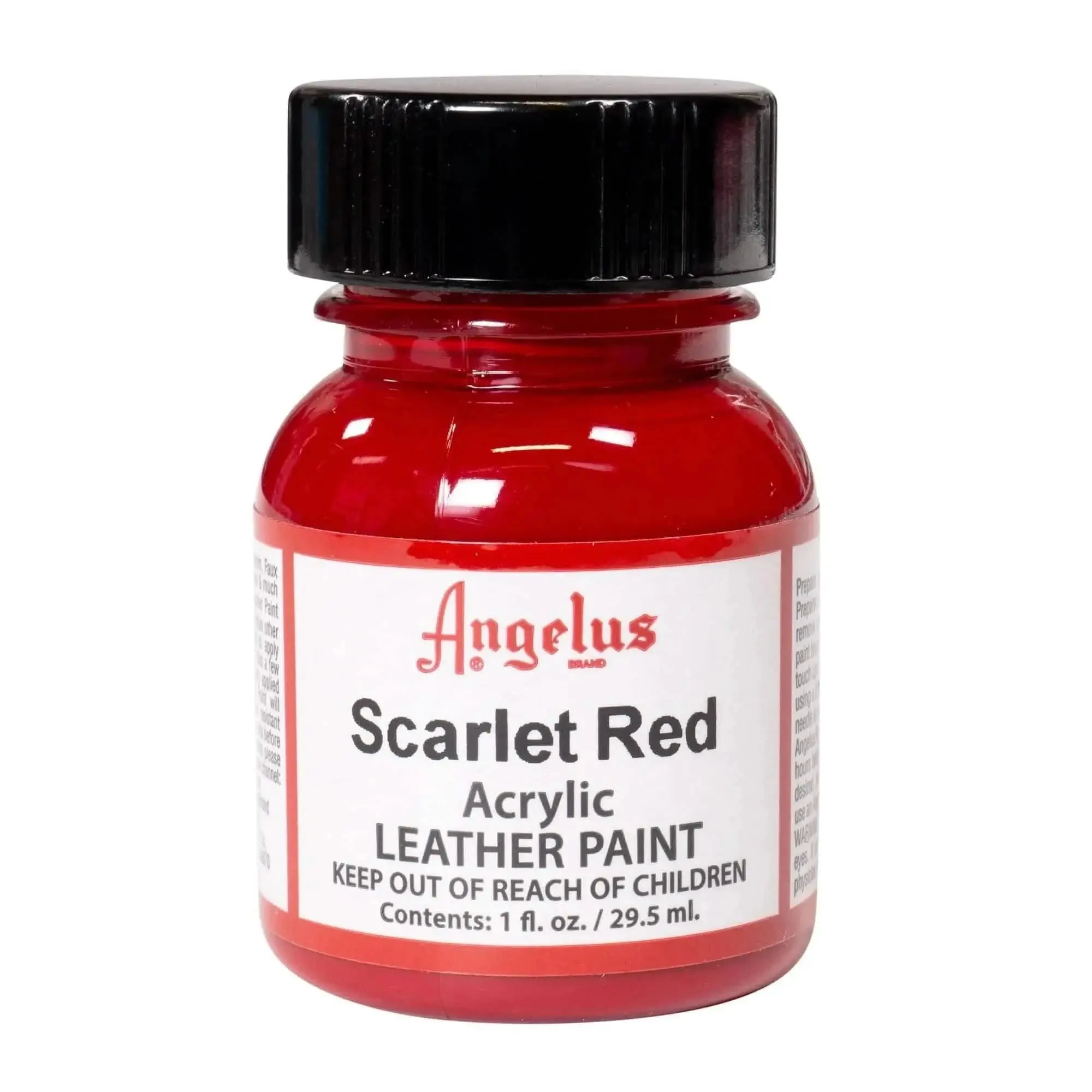Angelus Scarlet Red Acrylic Poly Paint for Luggage & Bags, Leather-Safe High-Flex Formula, Opacified Pigments, Self-Leveling, Spray-Compatible Bag Accessories Cleaning & Care Product, Acrylic Paint