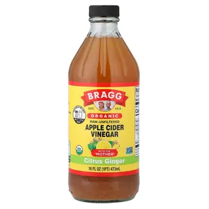 Bragg Organic Apple Cider Vinegar with The 'Mother', Citrus Ginger, 16 fl oz (473 ml)