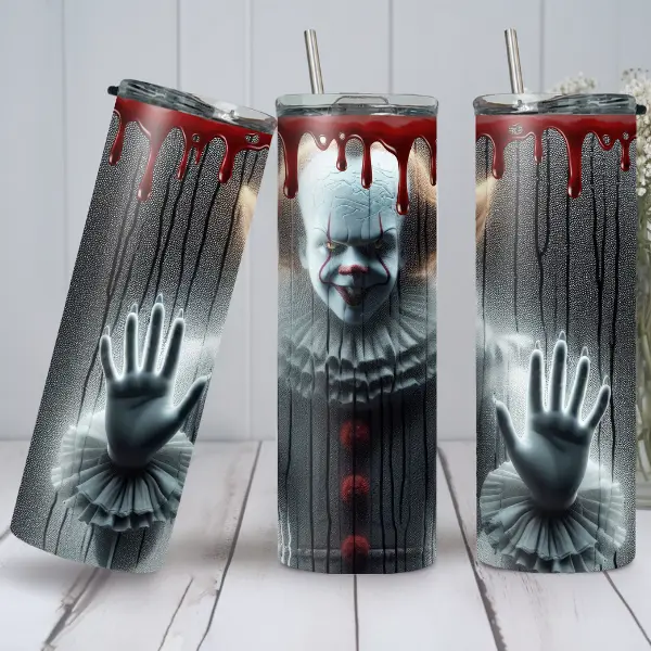 IT Pennywise Inspired Halloween 20oz Tumbler, Horror Movie Drinkware Bottle Cup
