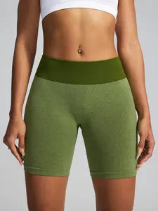 Women's Seamless High-Waisted Yoga Pants, Butt Lifting Running Shorts, High Stretch Shorts, Knitted Sportswear for Fitness & Gym Workout