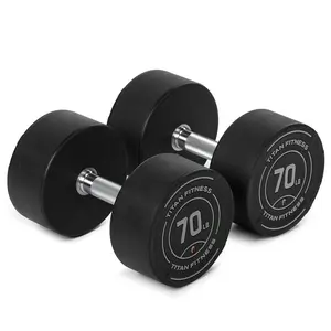 70 LB Pair Round Urethane Dumbbells, Dumbbells for Women, Ideal for Fitness Weight Training