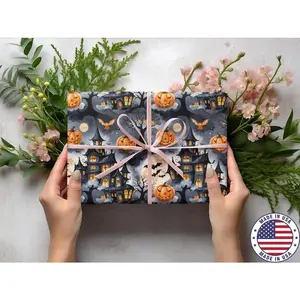 Goth Halloween Wrapping Paper, Trick or Treat Gift Wrap for Spooky Celebrations