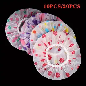 Colorful Shower Cap, 10pcs/20pcs Reusable Shower Bathing Cap, Thickened Shower Cap, Shower Bathroom Cap for Women & Girls, Shower Cap Set