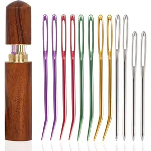 Yarn Needles, 12 Pcs Large Eye Sewing Needle Kit, Darning Tapestry Needles, with Wood Storage