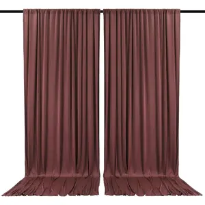 2 Panels Red Brown Backdrop Curtain, 10 x 7  Background Curtains for Parties, Weddings,  Showers, Bachelorette Halloween, Christmas Birthday Party Photoshoot Backdrop Curtains Decorations