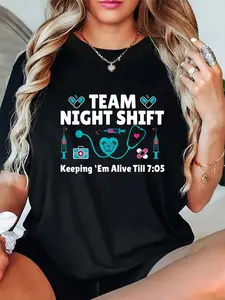 100% Cotton Nurse Practitioner Keeping Them Alive Funny Team Night Shift T-Shirt