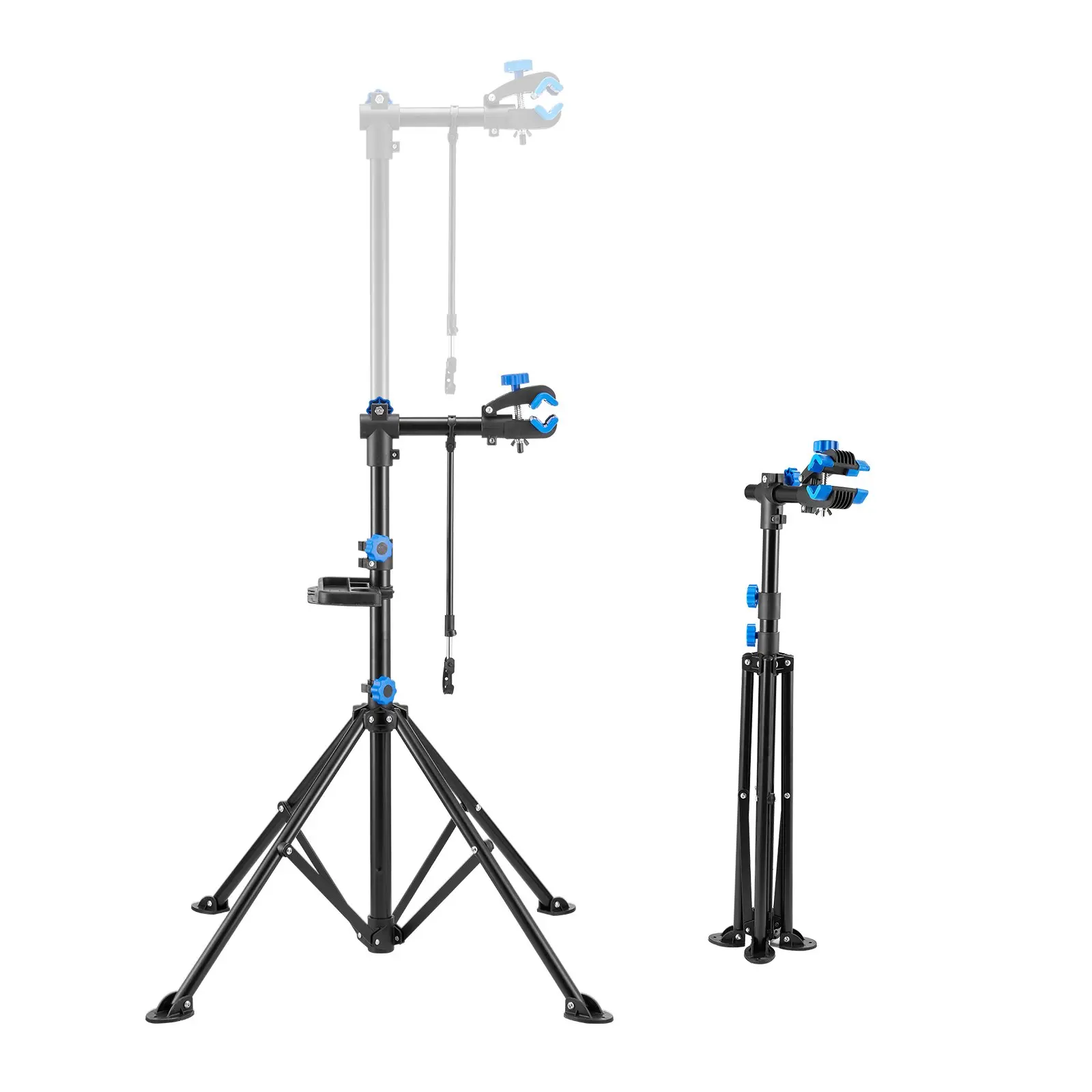 VEVOR Alloy Steel Bicycle Workstand, 66 lb Heavy-Duty 4-Legged Design Maintenance Rack with 32.8-56.6 in Adjustable Height, Rotatable Magnetic Tool Tray, Foldable for Household Mechanics, Bikes