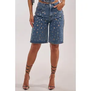 TAYLOR DENIM BERMUDA WITH GROMMET