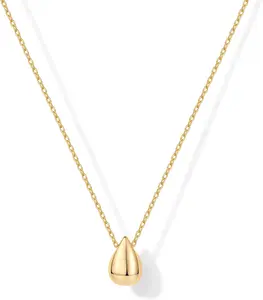 14K Gold Plated Dainty Pear Pendant Necklace for Women | Tear Pendant Necklaces