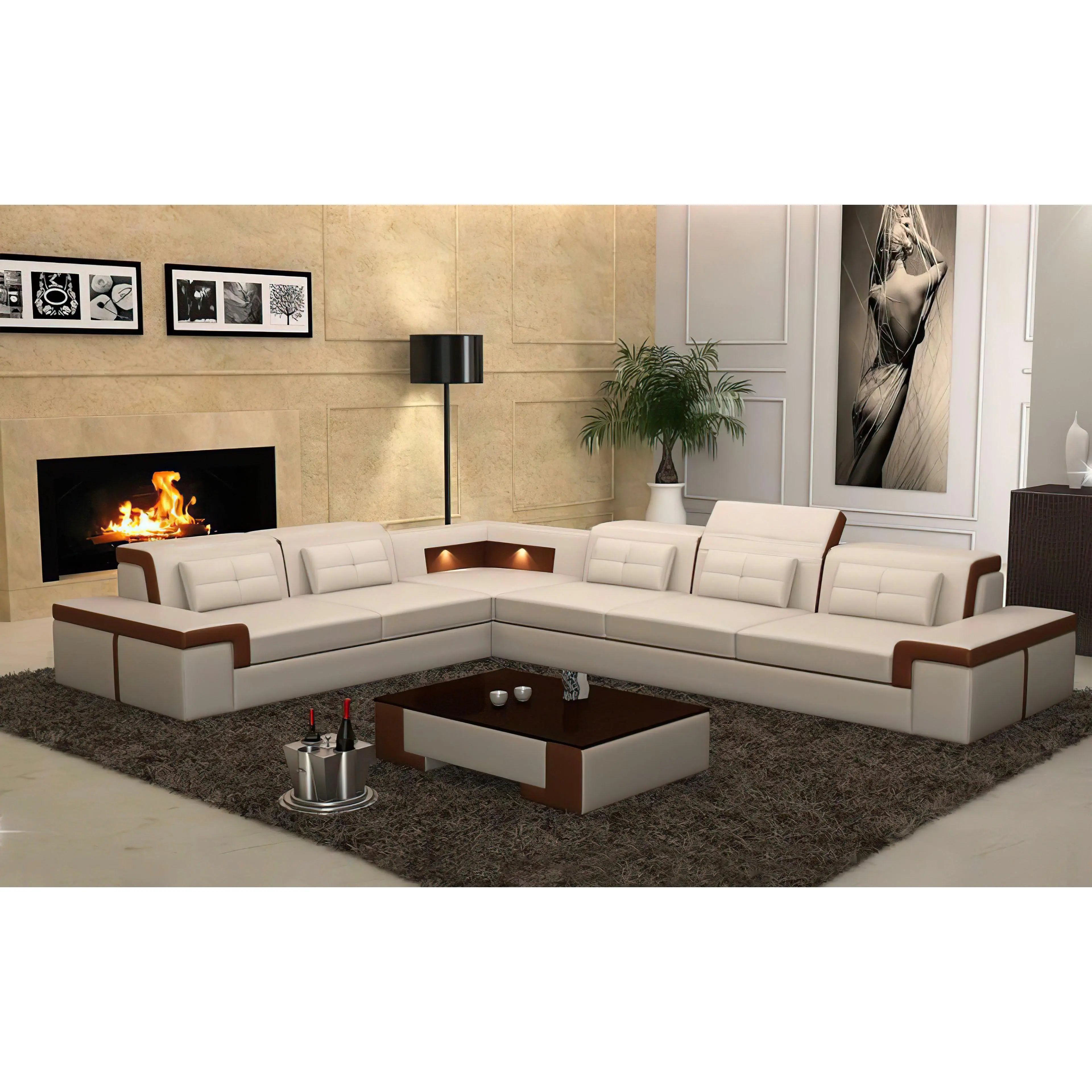 Yaphet Modern Leather Sectional