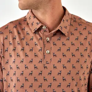 Men’s Performance Polo Shirt Whitetail Deer Hunting Style Moisture Wicking Outdoor Outfit Tee