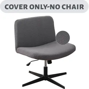 【Slipcover ONLY - Not a Chair】Detachable Waterproof Cover for Armless Office Chairs, Elastic Cross-Back Design, Modern Simple Mid Back Seat Protector for Home & Office