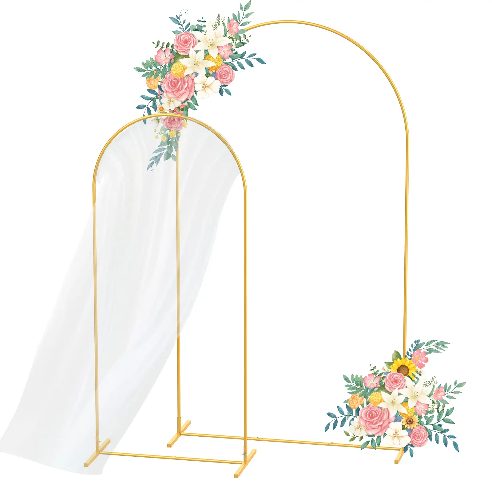 Metal Arch Stand Set of 2 (7.2FT & 6FT), Wedding Arch Backdrop Stand and Cover Set, Wedding Arch for Ceremony, Garden Arch Backdrop, Arch Frame Stand and Wedding Arches for Ceremony, Suitable for Graduation Ceremony Garden Floral Birthday Party