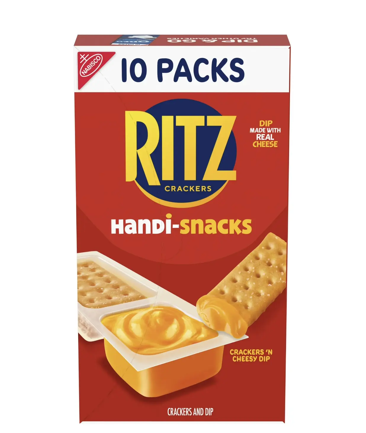 Handi-Snacks RITZ Crackers ‘N Cheesy Dip Snack Packs – 10 Count Portable Cheese & Crackers Snack Cups