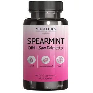 Spearmint Leaf Capsules Supplement - Enhanced with DIM & Saw Palmetto, Women's Health & Skin, 1380mg Serving, 60 Capsules (30 Servings) - Healthcare