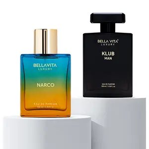 BellaVita Luxury Narco & KLUB Man Signature Eau De Parfums - Unisex Woody-Citrus-Musk Blend, Long-Lasting, 2 x 100ml Fragrances for Men & Women
