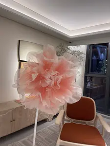 【Dancing Petals】 3D 32inches Silk Satin Floor flower, Silent Opening Closing Design Big Simulation flower 3D Shopping Mall Wedding Festival Decoration Large silk satin floor Flower