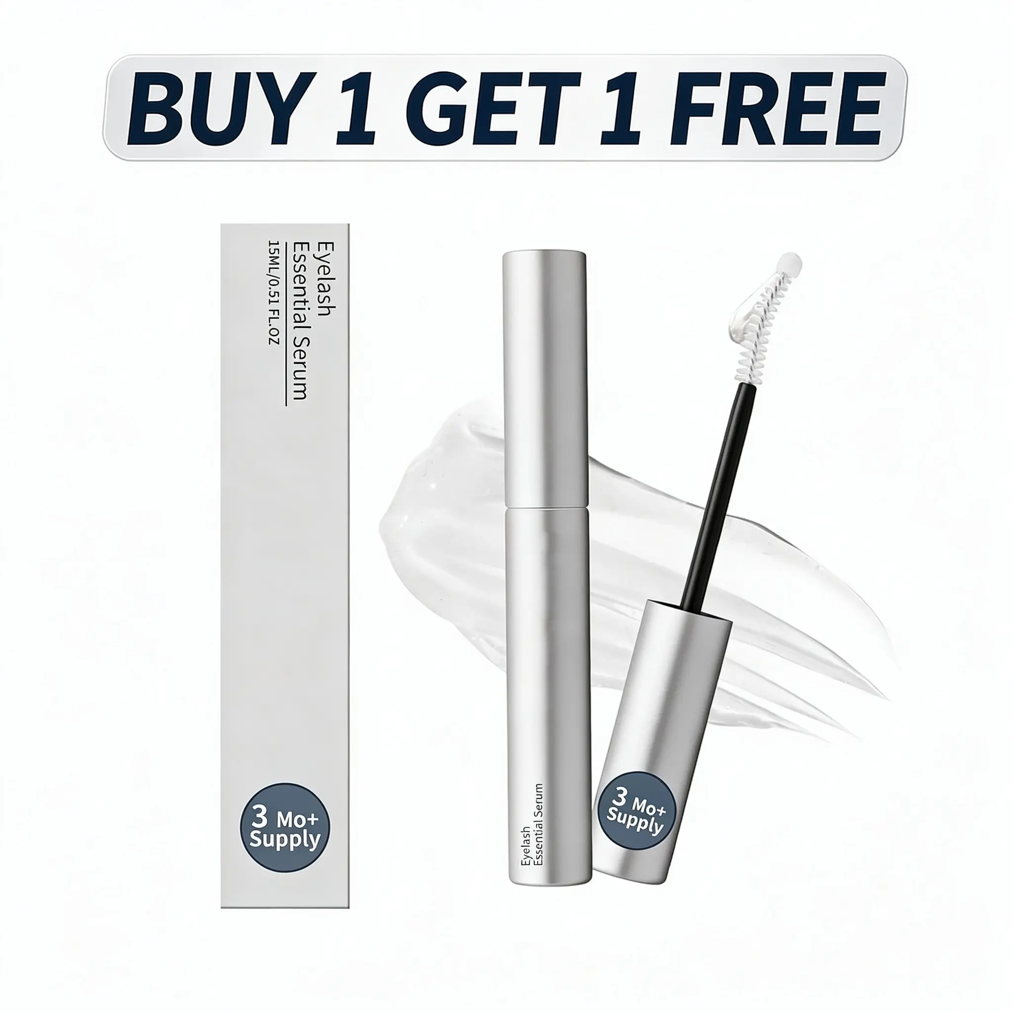 Essential Eyelash Enhancing Serum, Jumbo Size 0.51 FL.OZ 3 Month Supply - Safe & Gentle Lash Care, Fuller & Thicker Lashes in 2 Weeks, Non-Prostaglandin, Hormone Free