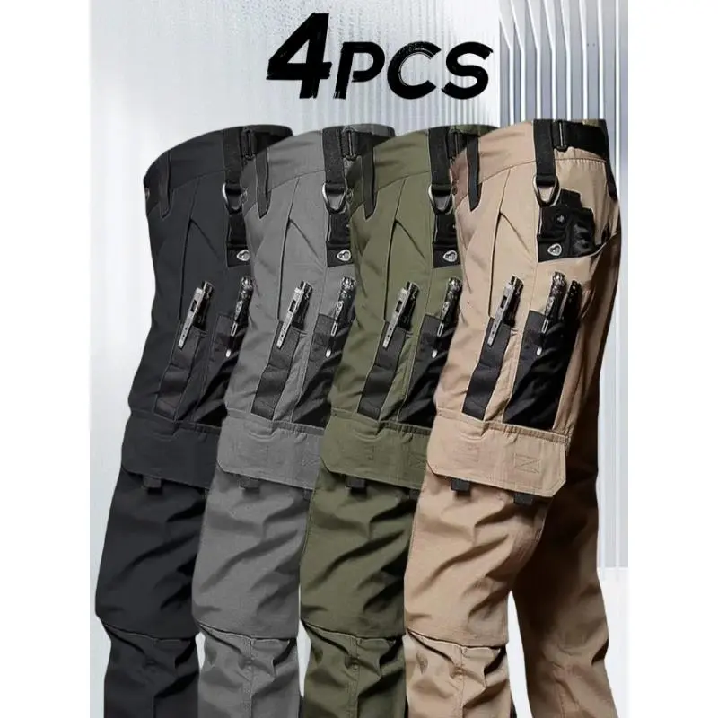 4 Pack Tactical Pants for Men Stretch, Ripstop Work Pants for Men, Lightweight Hiking Cargo Pants, Outdoor Apparel, Suitable for Outdoor Sports,, Camping And Construction Personnel, Gift for Summer-SOVTEMPGift