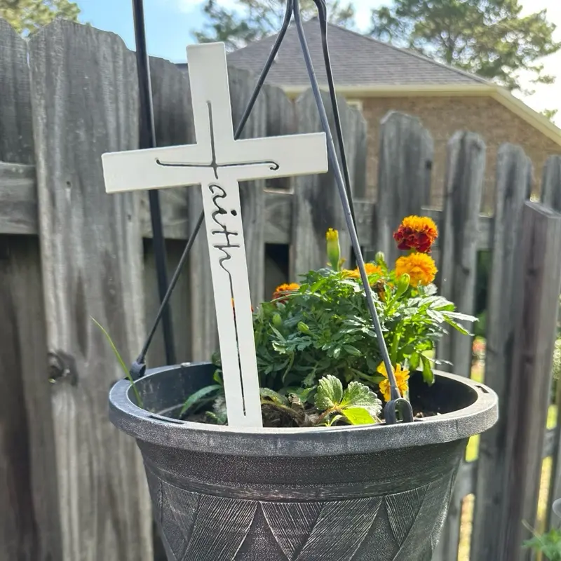 Painter’s Metal Works Extra Small White Faith Cross - 14 Gauge White Heavy Duty Steel, Powder Coated Finish, Hand Crafted for Yard Decoration & Ornaments