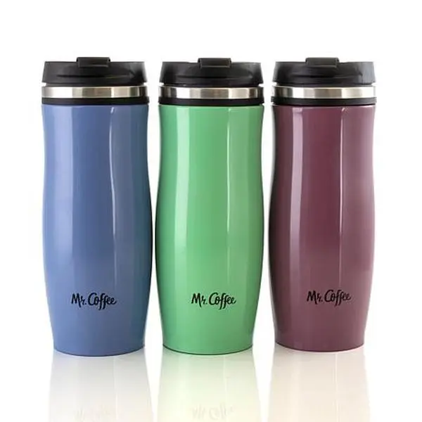 Mr. Coffee 12.5 Ounce Stainless Steel Insulated Thermal Travel Mug in Blue