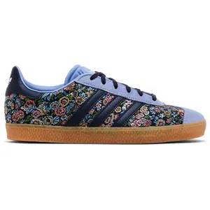 Adidas Gazelle Liberty London Floral Embroidery Sneaker JH5207 Navy Purple Gum Fashion Everyday Wear Running Trainer for Women & Kids