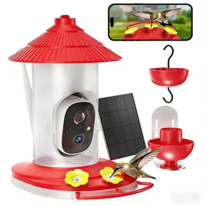 Hummingbird Feeder with Camera, Smart Humming Bird Feeders Solar Powered 2K FHD AI Recognition Hanging Hum Bird Feeder Camera for Outside Backyard Garden, Gifts for Birdlover Mom Dad camaras