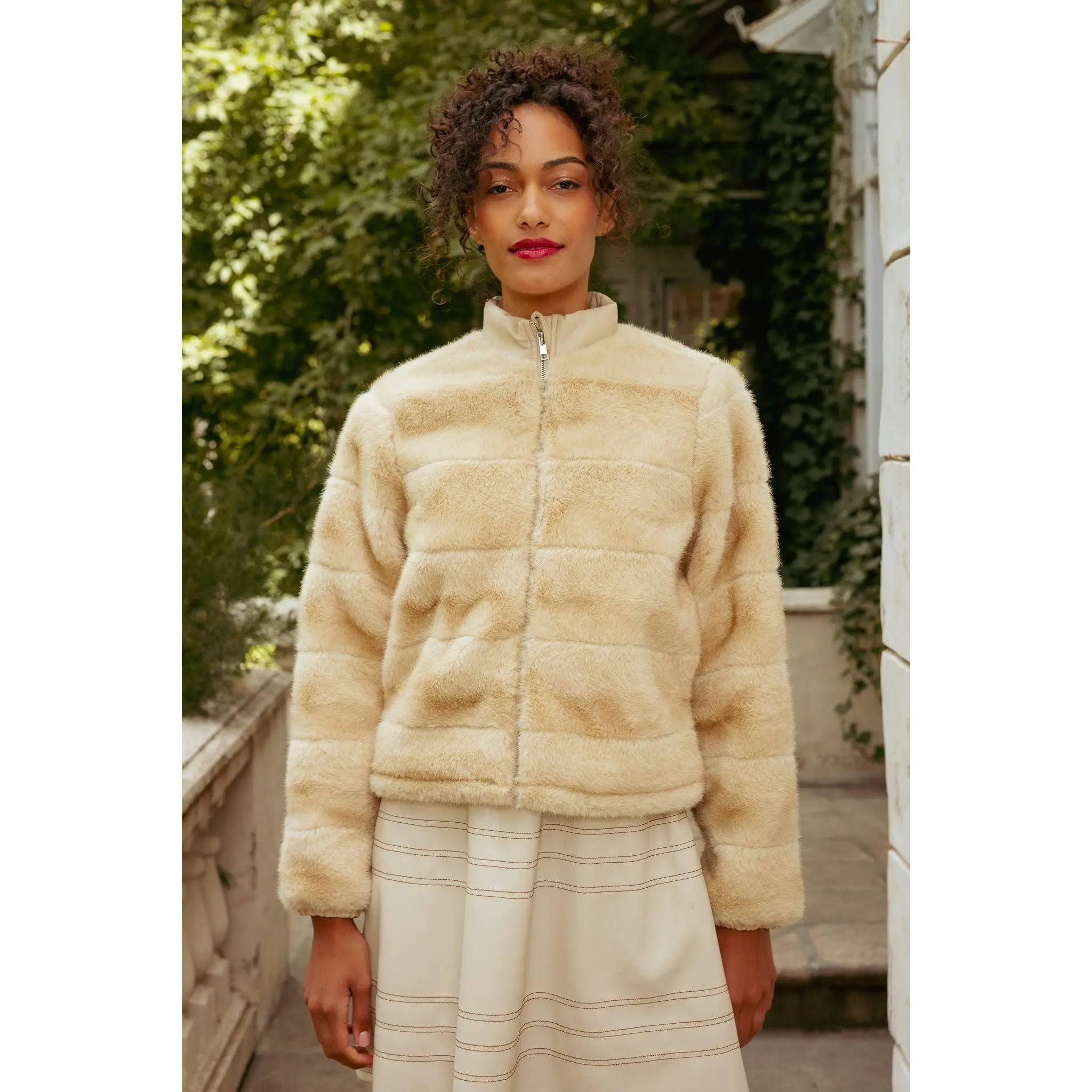 Brianna Jacket in Cream Fur