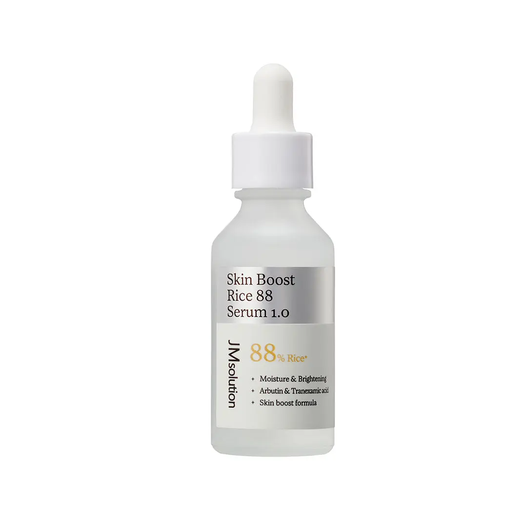 JMSOLUTION Skin Boost Rice 88% Serum 1.0 - Deep Hydration & Radiant Skin - Skincare, Arbutin, Milky Emulsion-Type Serum - Clear, Discoloration