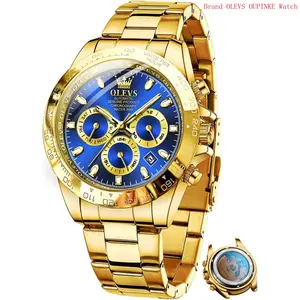 Brand OLEVS Automatic Gold Watches for Men Luxury Classic Stainless Steel Calendar Luminous Waterproof Watches for Men