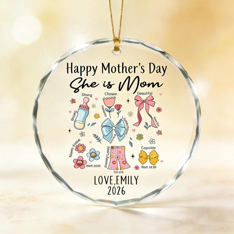 [PLS NOTE CUSTOM] Personalized Mother's Day Glass Ornament Bible Verse Keepsake Gift for Mom