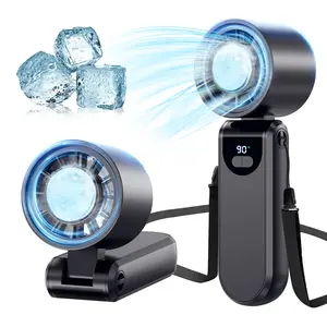 PKBD Portable 【Refrigeration】Handheld Turbo Fan 21000 Revolutions Per Minute 199 Adjustable Levels Foldable for Summer Travel Vacation