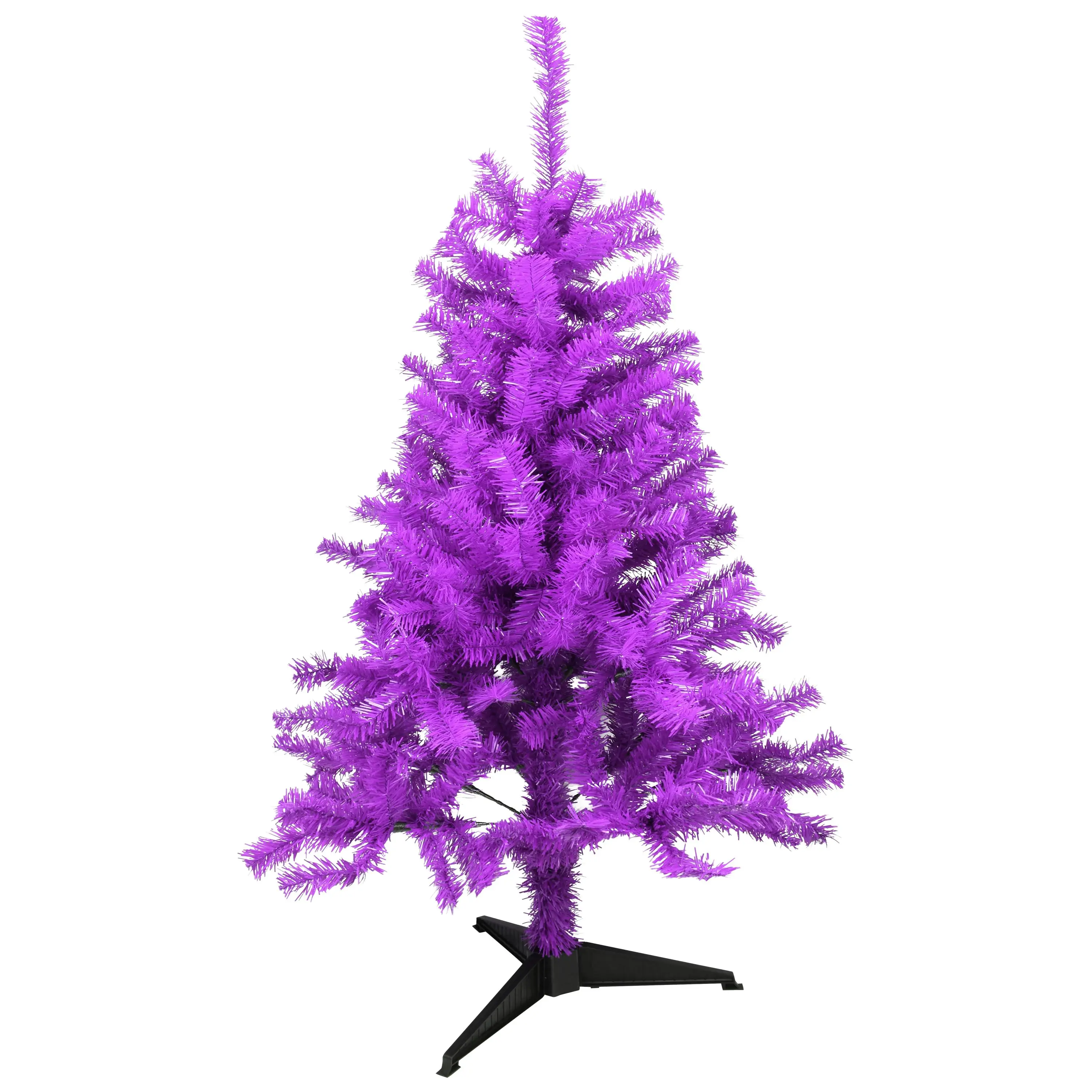 Tree Buddees Purple Halloween/Christmas Tree 4 Feet Tall with White LED Lights PVC Artificial Tree for Indoor Halloween and Christmas Decor spooky home decor props
