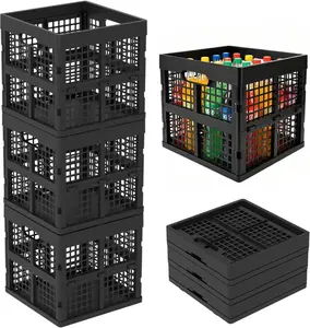 3-Pack Foldable Plastic Storage Box – 16 Liter Capacity Collapsible Storage Baskets – Multi-Purpose Organizer for Home, Closet, Shelves & Pantry – Black/Gray/White